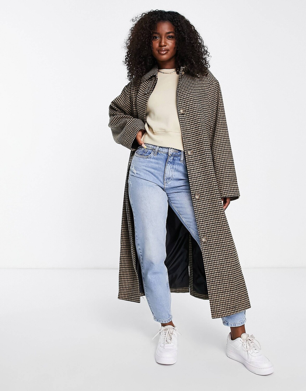 

Шерстяное пальто бойфренда в клетку ASOS DESIGN