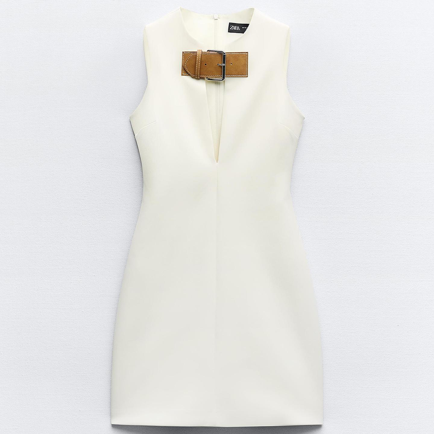 Платье Zara Fitted With Tab, кремово-белый