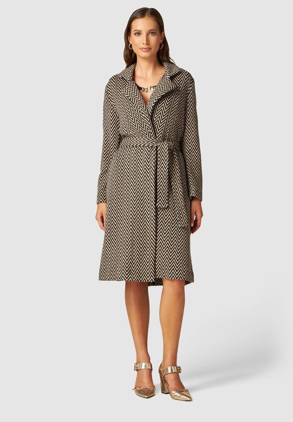 

Пальто классическое Herringbone Oltre, бежевый