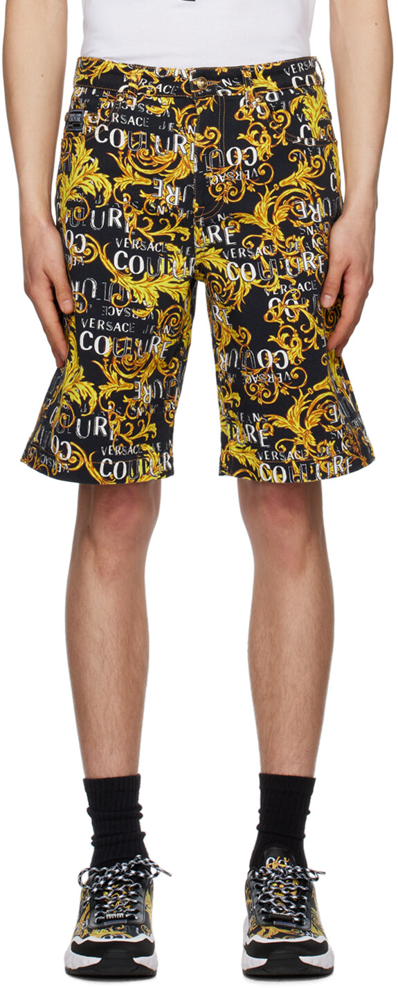 

Черно-золотые джинсовые шорты Regalia Baroque Versace Jeans Couture