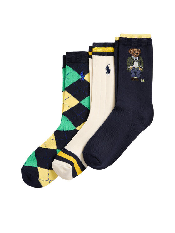 

Комплект из 3-х высоких детских носков Polo Ralph Lauren, мультиколор
