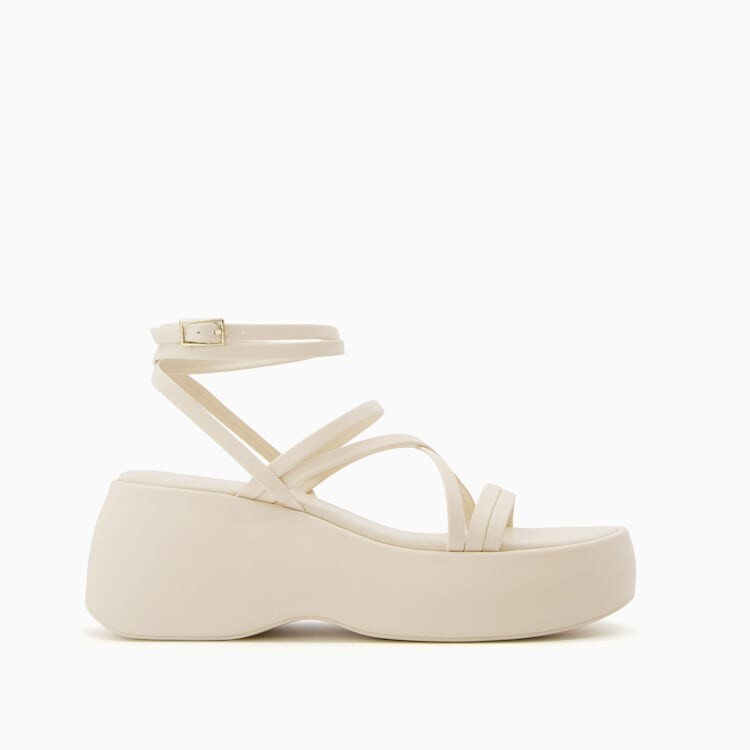 

Сандалии на платформе Bershka Strappy With Ankle Strap, бежевый