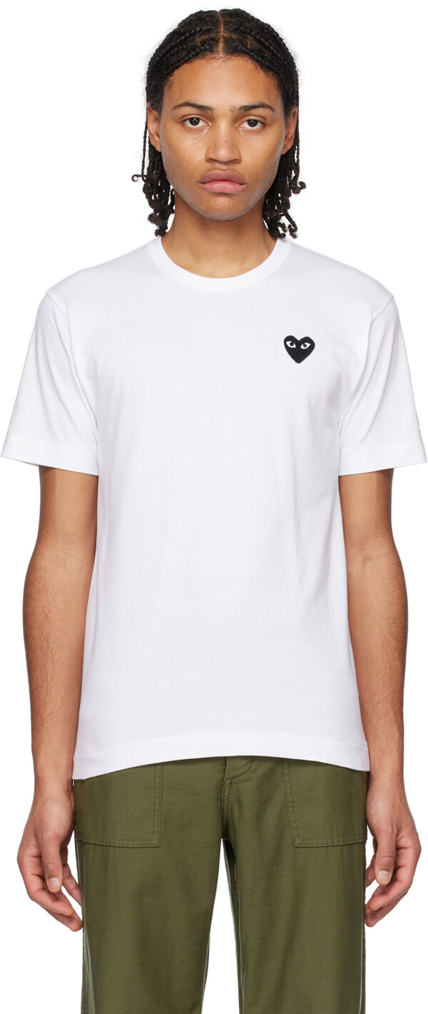 

Белая футболка с сердечками Comme des Garçons Play, Белый