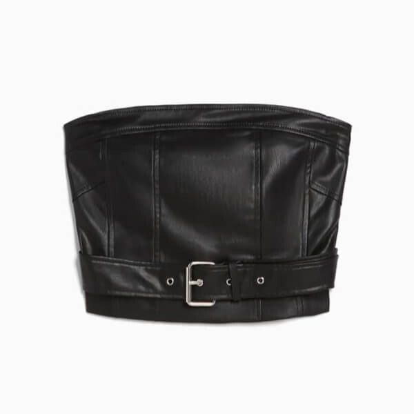 

Корсет Bershka Faux Leather With Belt, черный