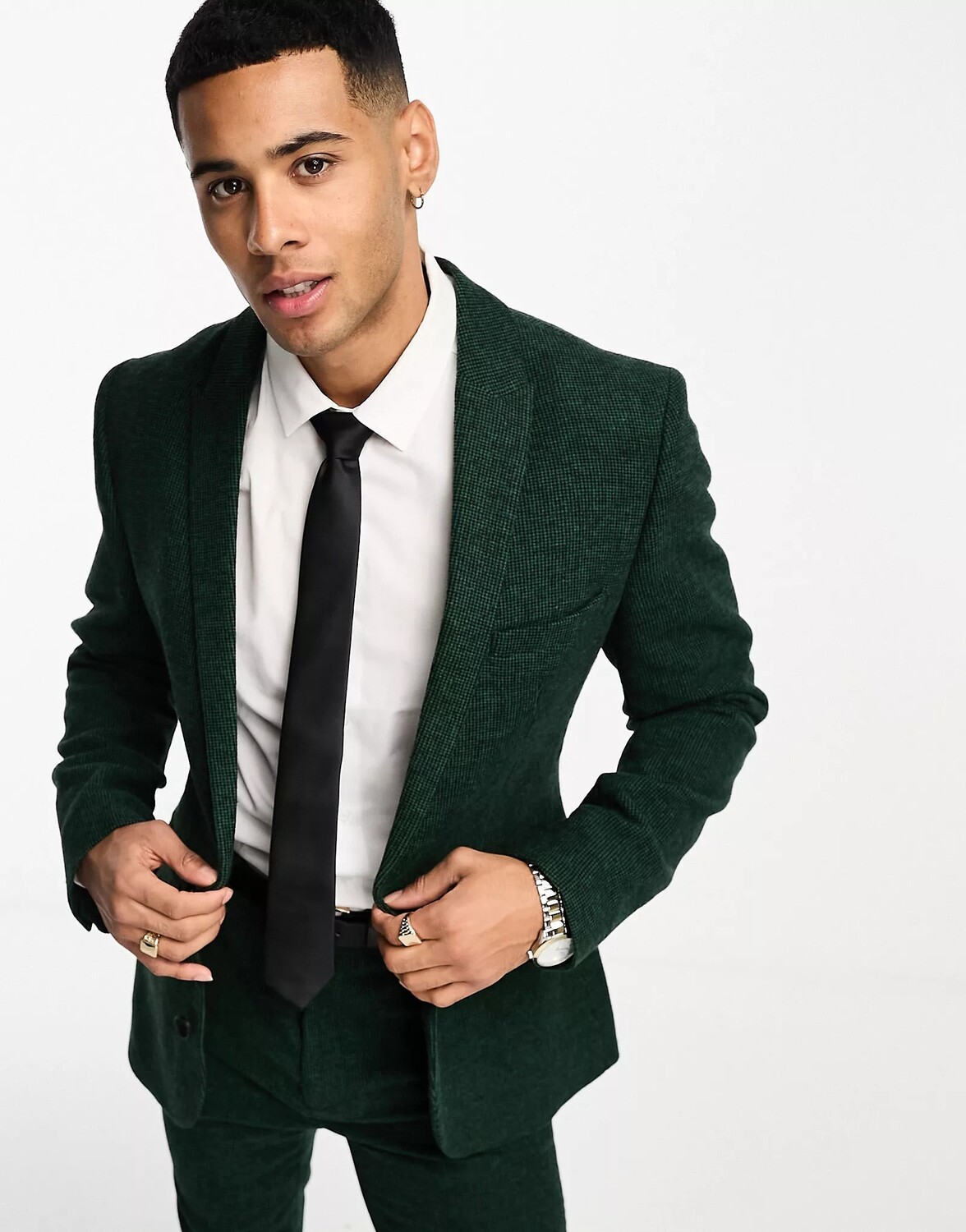 

Пиджак Asos Design Wedding Super Skinny Wool Mix Suit Puppytooth, темно-зеленый