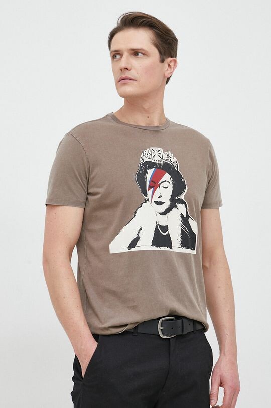 

Хлопковая футболка x Banksy Guess, коричневый