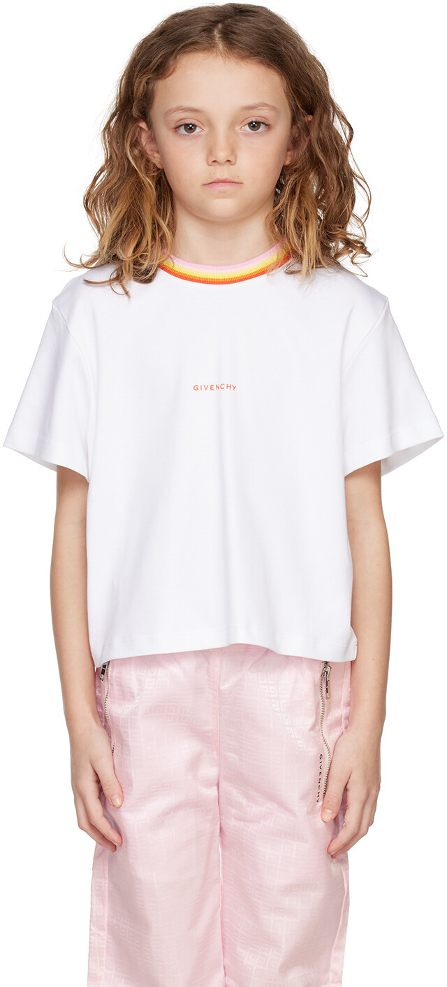 

Детская белая футболка с круглым вырезом Givenchy