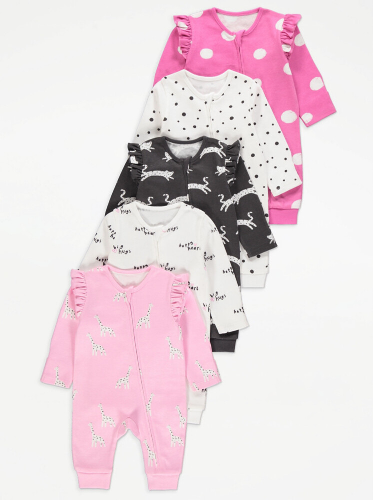 

Розовые пижамы без пятки с молнией Animal Spot (5 шт.) George., розовый