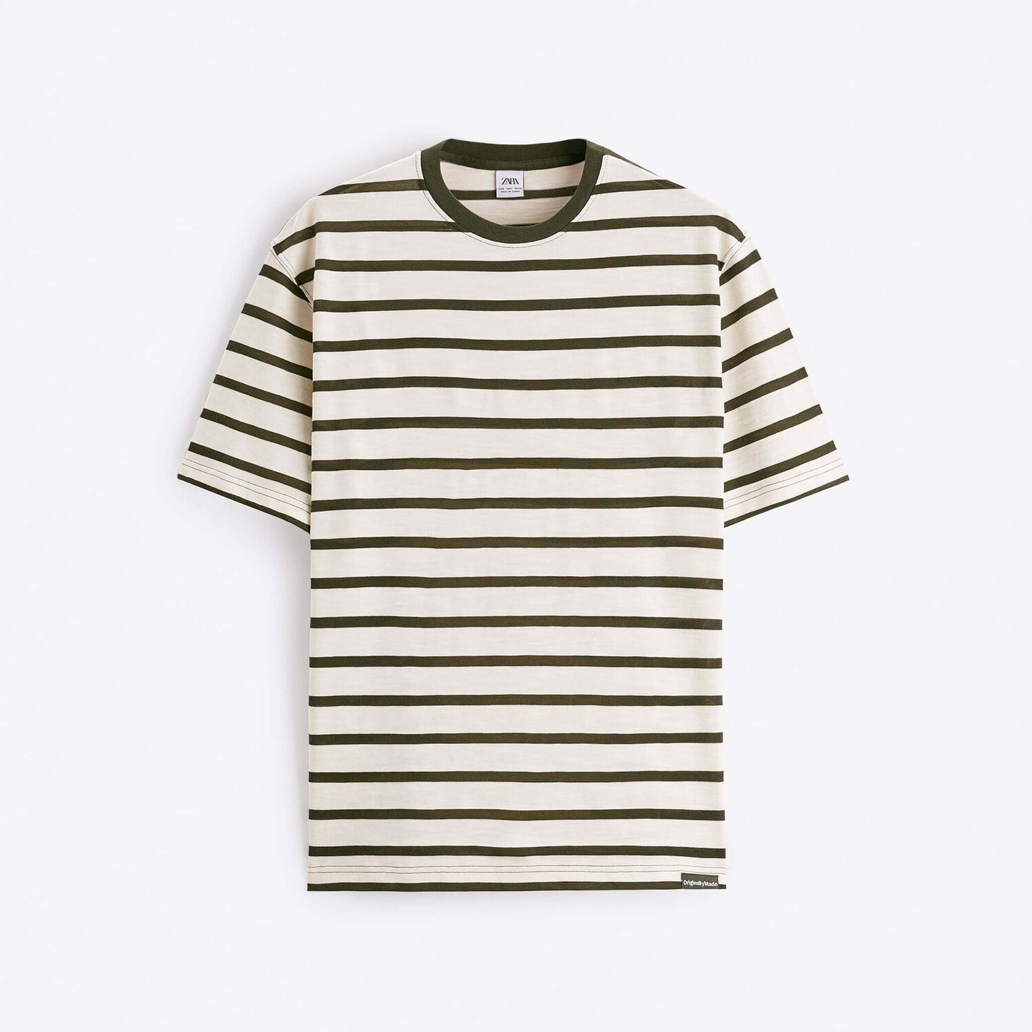 

Футболка Zara Striped, экрю/зеленый