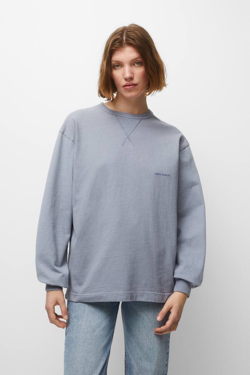 

Толстовка с эффектом потертости Pull&Bear, серо-синий