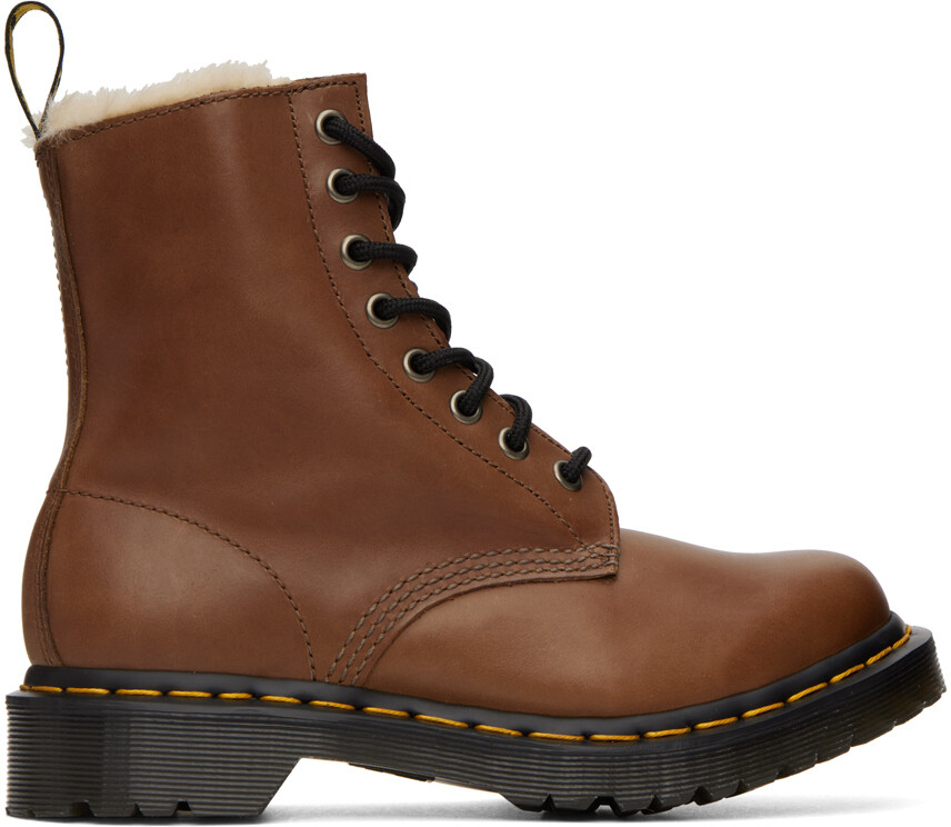 

Желто-коричневые ботинки из искусственного меха 1460 Serena Dr. Martens, Коричневый