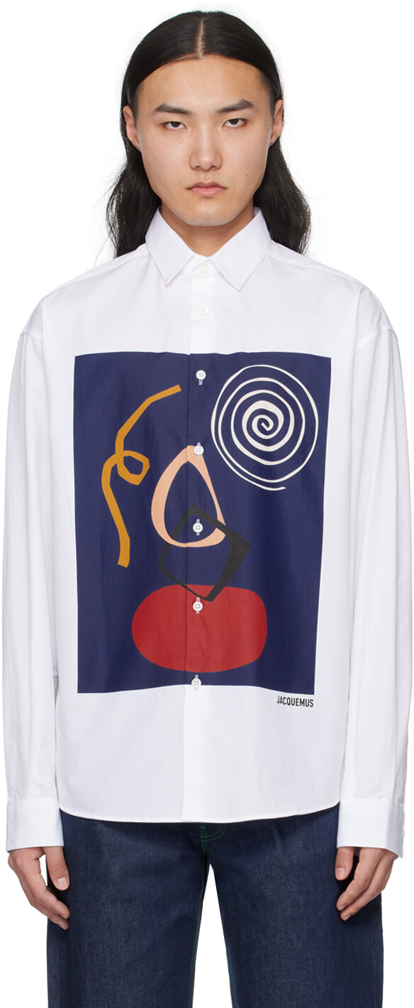 

Белая рубашка Les Sculptures 'La chemise Simon' Jacquemus, цвет White/Navy