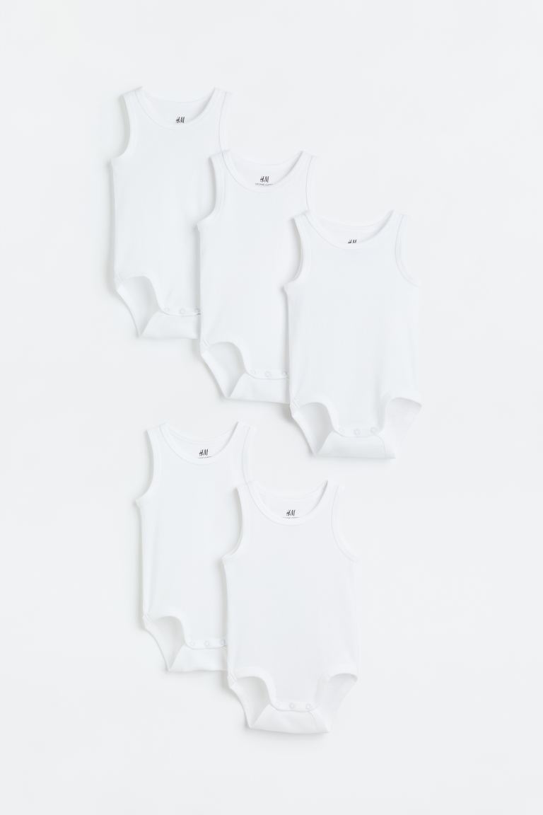 5 комплектов боди из хлопка H&M, белый