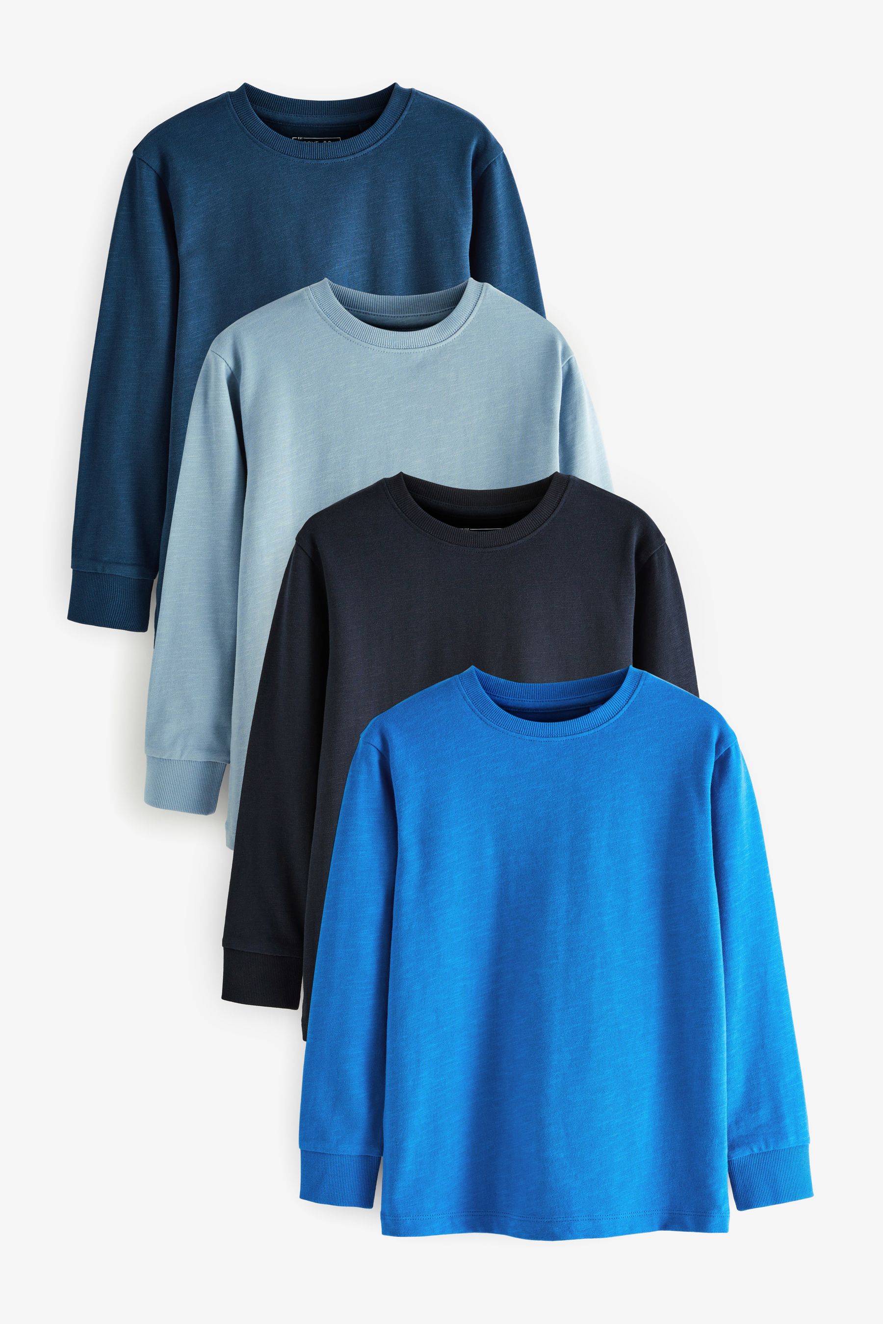 Комплект из 4 удобных футболок с длинными рукавами Next, синий