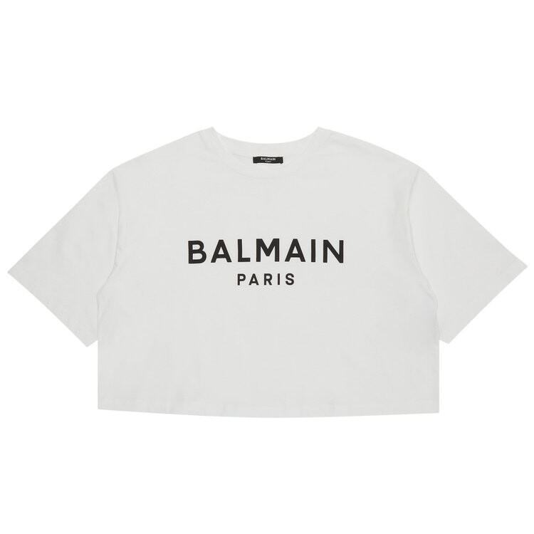 

Футболка Balmain Cropped Printed T-Shirt Blanc/Noir, белый
