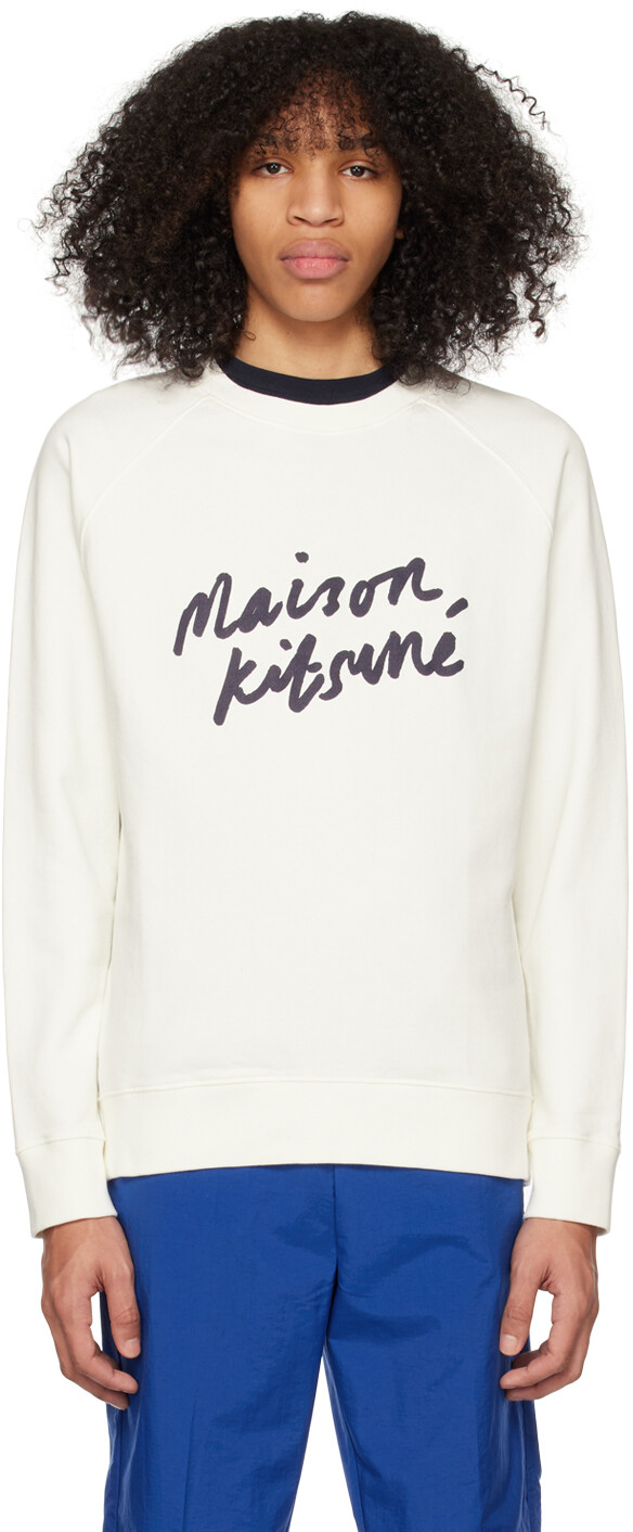 

Off-White Чистая толстовка с почерком Maison Kitsuné, Синий
