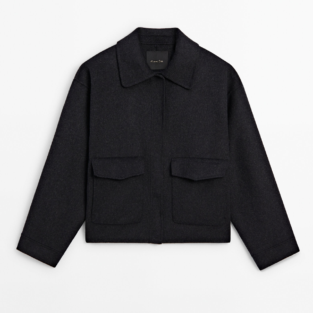 Куртка Massimo Dutti Wool Blend With Pockets, темно-серый