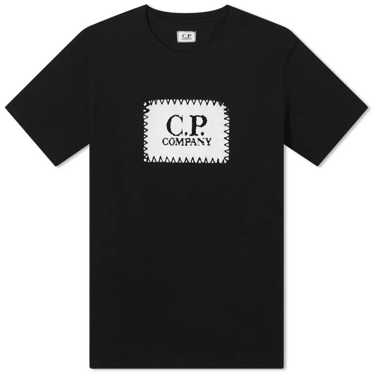 Футболка C.p. Company 30/1 Jersey Label Style Logo, черный цена и фото