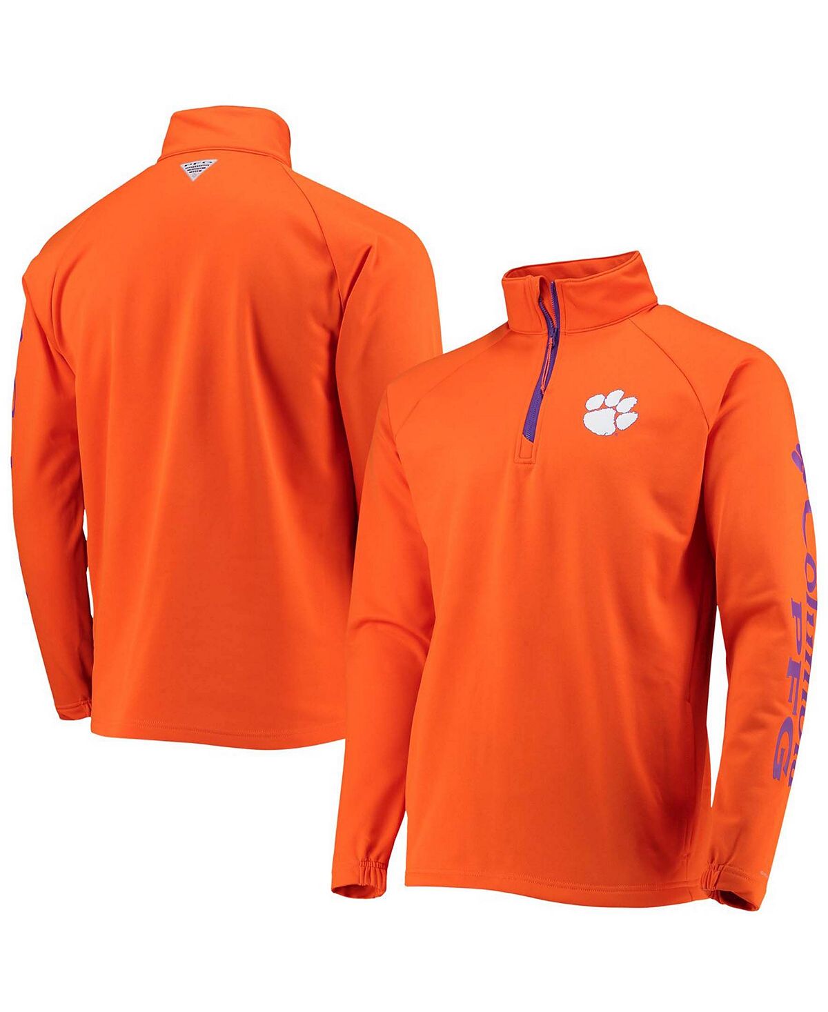 Мужская оранжевая куртка clemson tigers terminal tackle fleece raglan omni-shade с молнией на четверть Columbia - фото