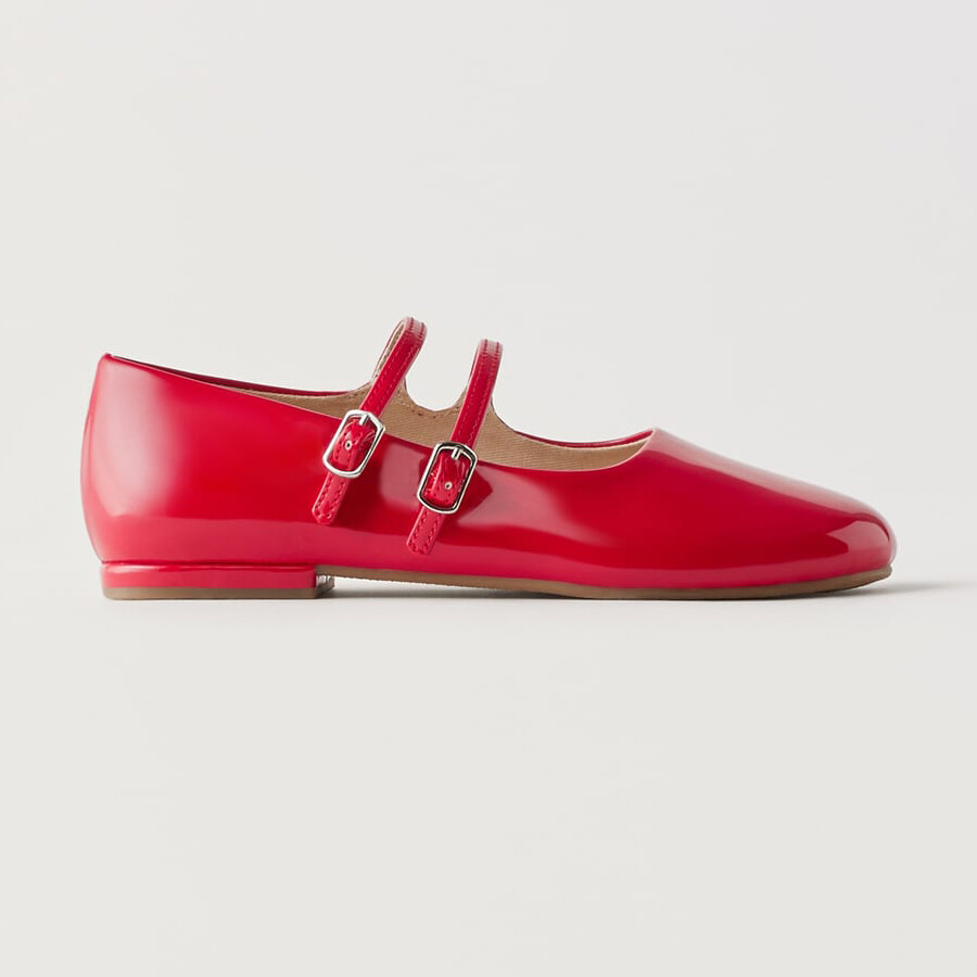 

Балетки Zara Faux Patent Flats, красный