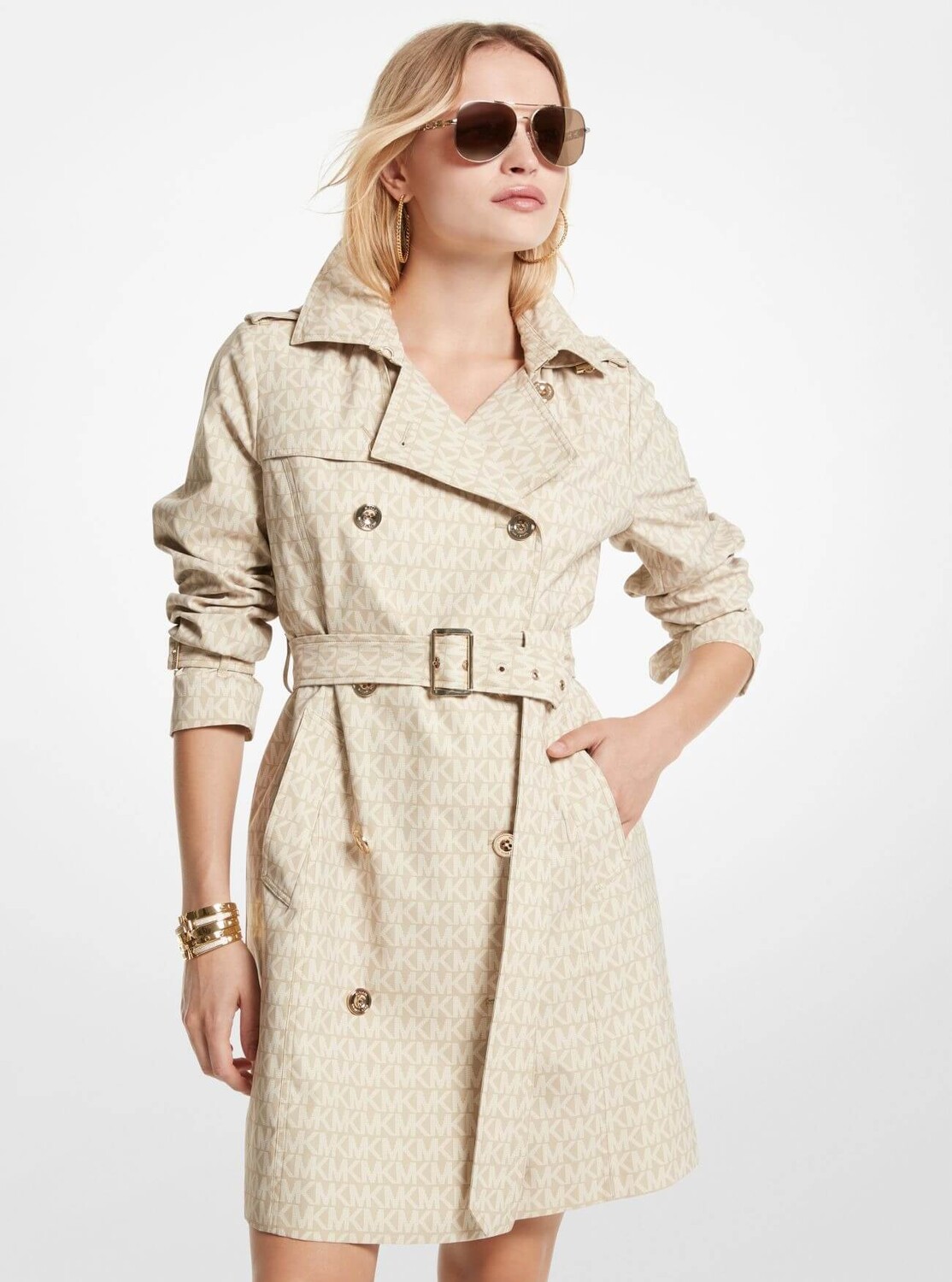 

Тренчкот Michael Michael Kors Logo Print Woven, хаки
