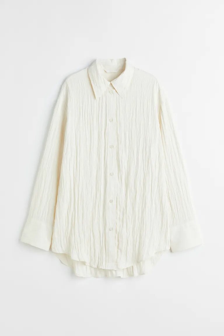 

Рубашка H&M in crinkled chiffon, белый