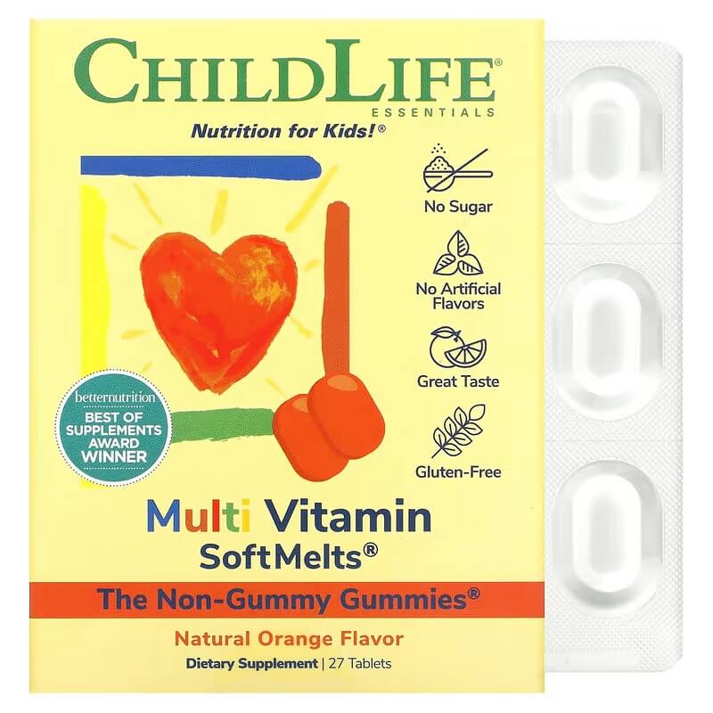 Мультивитамины SoftMelts 27 таблеток ChildLife капли d3 childlife essentials для младенцев 6 25 мл