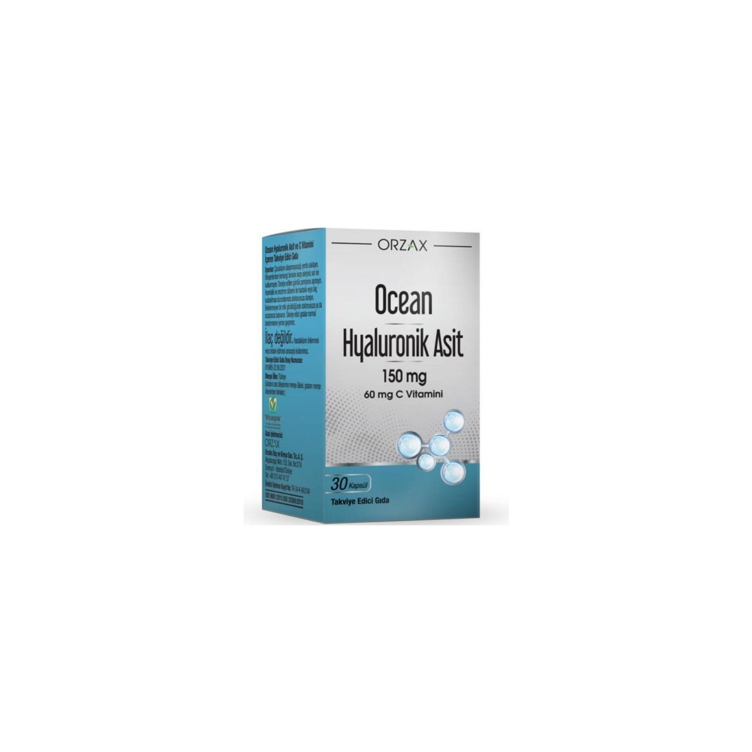 Гиалуроновая кислота Ocean 150 мг, 30 капсул витамин c orzax ocean 1000 мг 4 упаковки по 30 таблеток