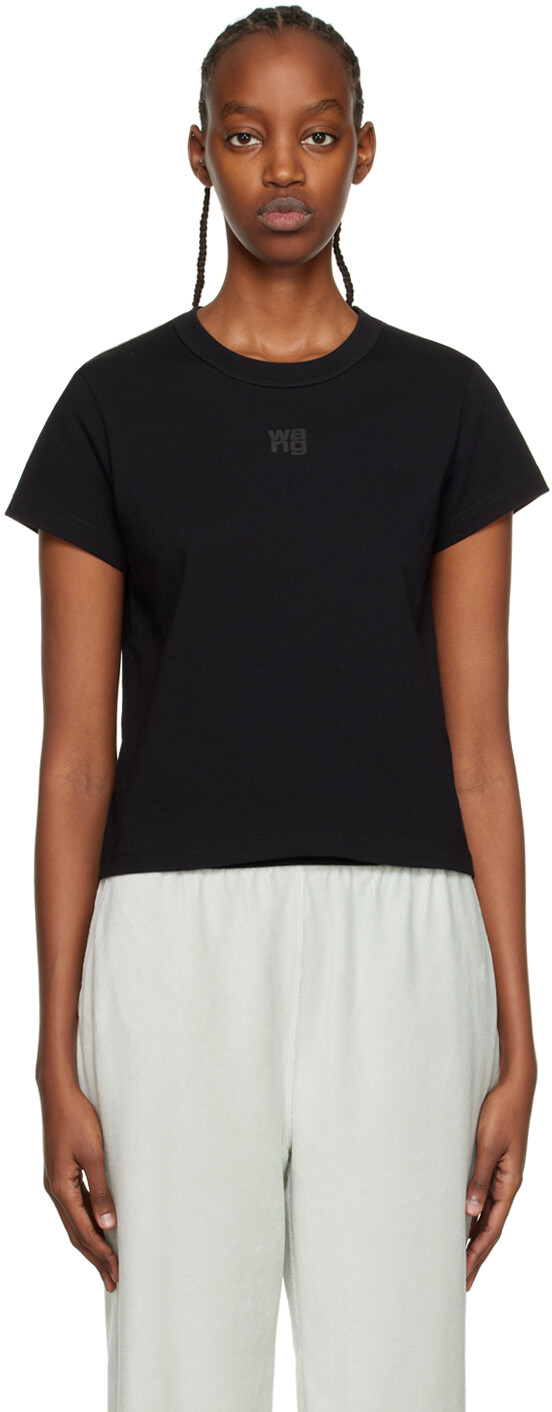 

Черная укороченная футболка Puff alexanderwang.t, Черный