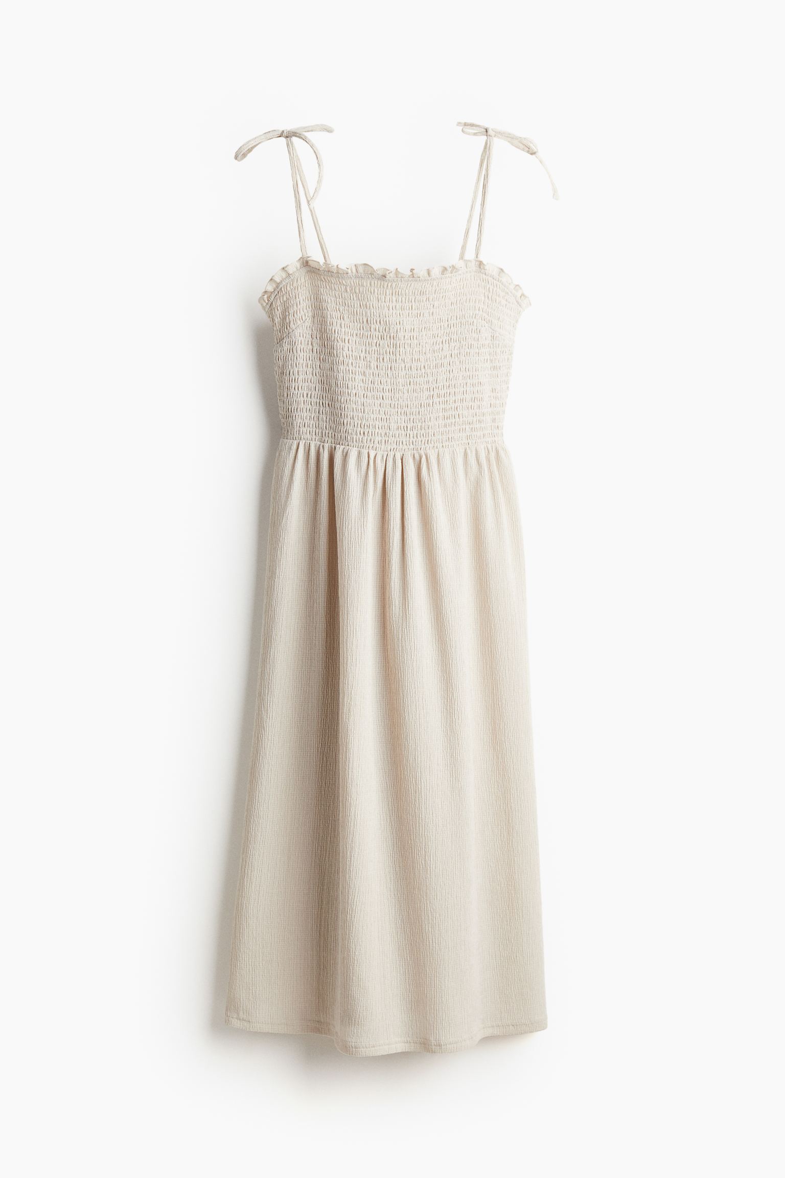 цена Платье H&M Tie-shoulder-strap Smocked, светло-бежевый