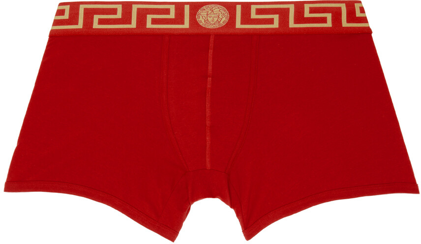 

Красные трусы-боксеры с каймой Greca Versace Underwear