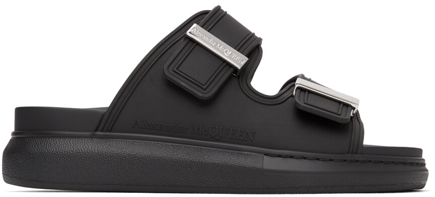 

Черно-серебристые резиновые гибридные сандалии Alexander McQueen