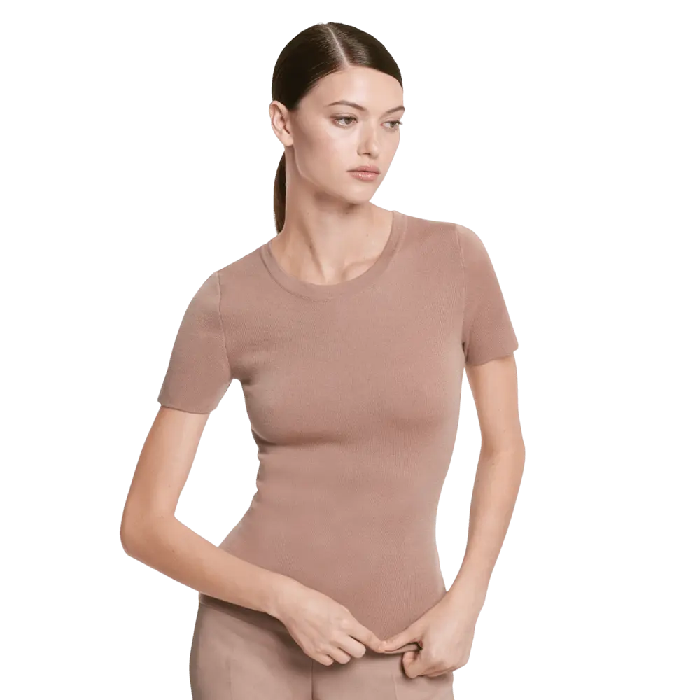 

Свитер с коротким рукавом Michael Kors Cashmere, коричневый