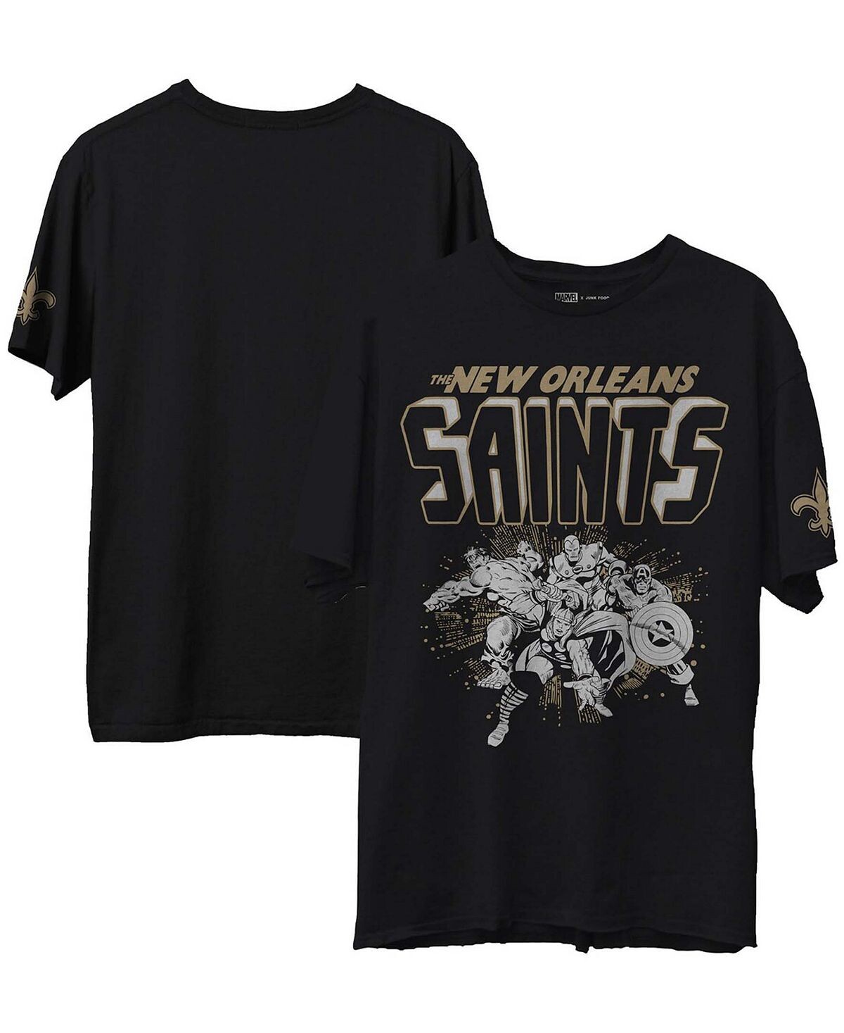 

Мужская черная футболка new orleans saints marvel Junk Food, черный