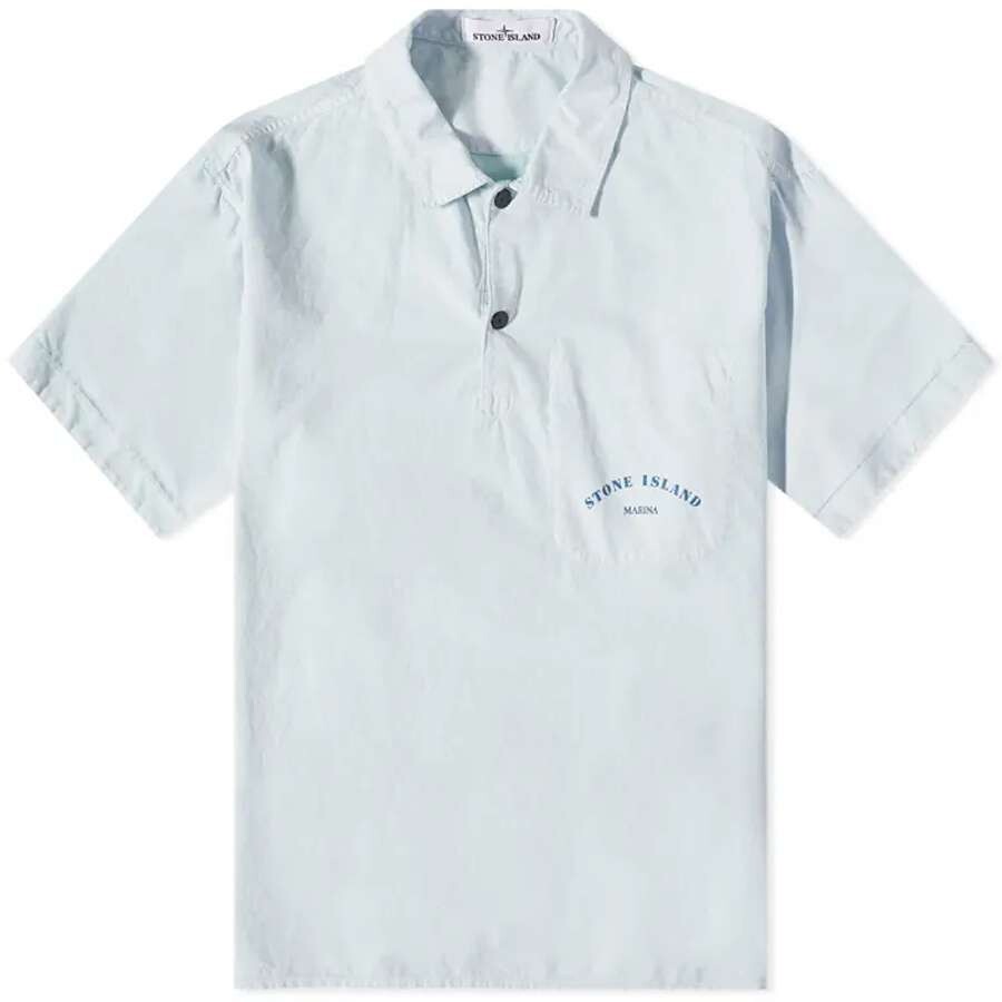 

Рубашка Stone Island Marina Chalk Plating Short Sleeve, голубой