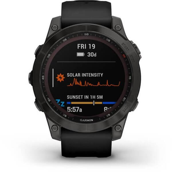 Умные часы Garmin Fenix 7 Sapphire Solar, титановый черный DLC с черным ремешком - фото