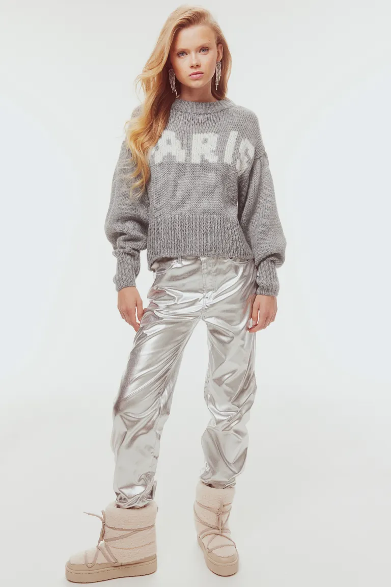 

Свитер с объемными рукавами H&M, серый