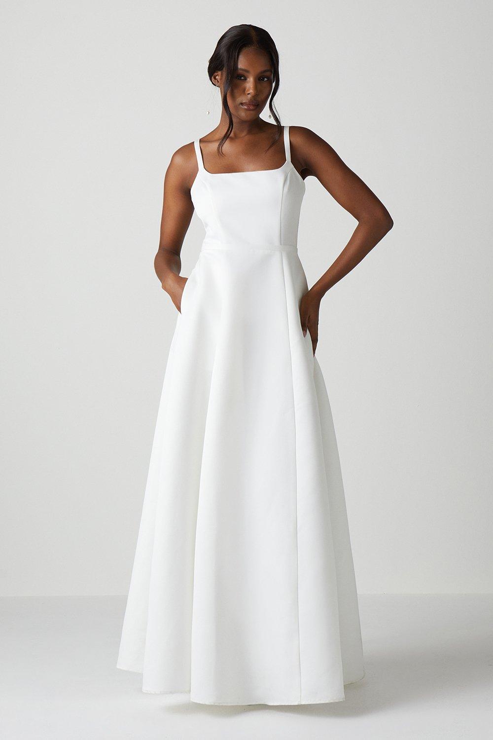 Свадебное платье с пышной юбкой и структурированным атласным корсетом Coast, белый