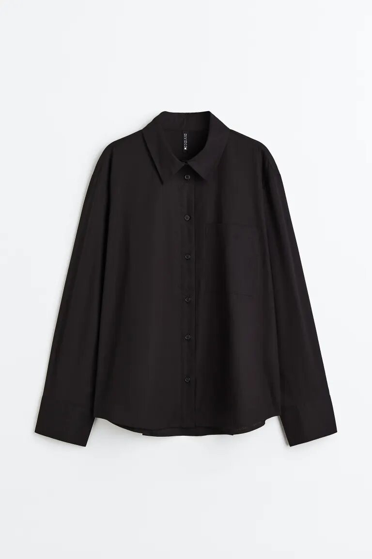 

Рубашка H&M Cotton Poplin, черный
