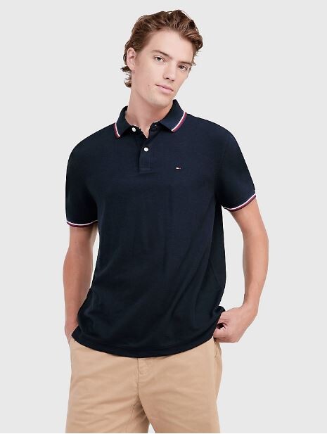 

Футболка-поло Tommy Hilfiger Regular Fit Tipped, темно-синий