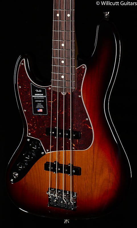 Бас-гитара Fender American Professional II Jazz Bass с 3-цветной накладкой из палисандра Sunburst для левой руки - US20085690-9.17 lbs - фото