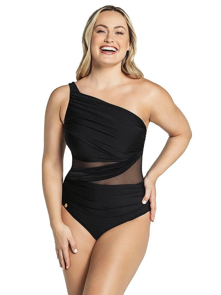 

Купальник Leonisa Shapewear One Shoulder Mesh Cutout Slimming One-Piece, черный