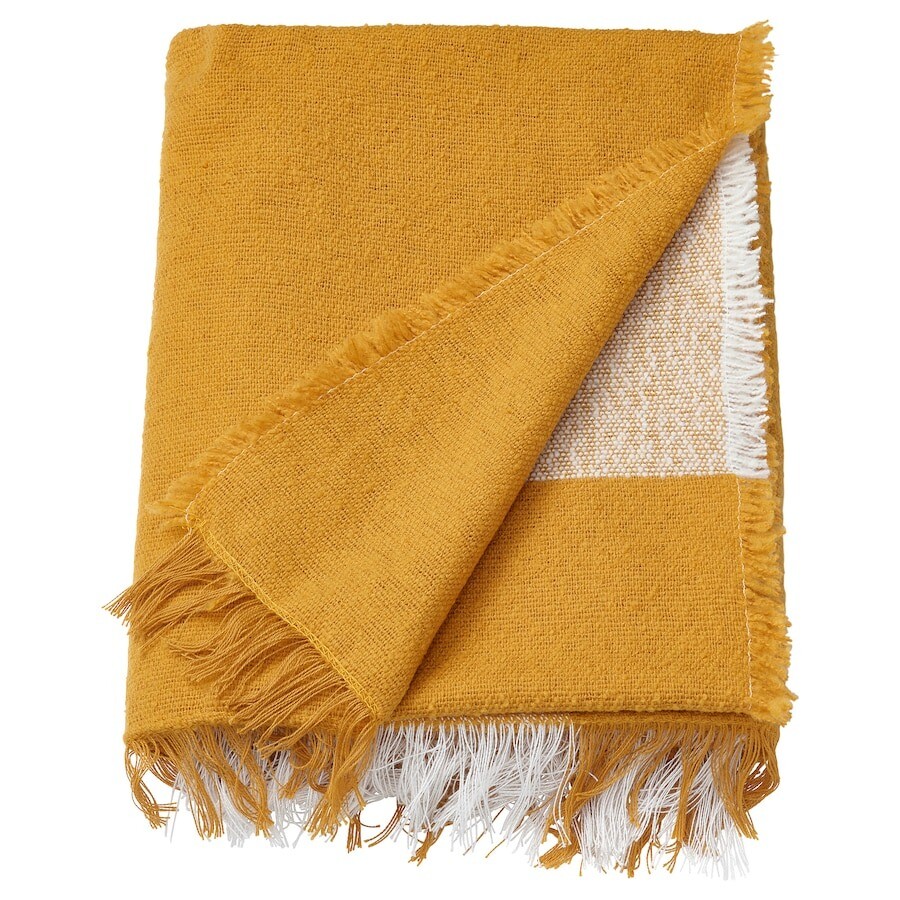 

Плед Ikea Ugglefly, желтый/кремовый