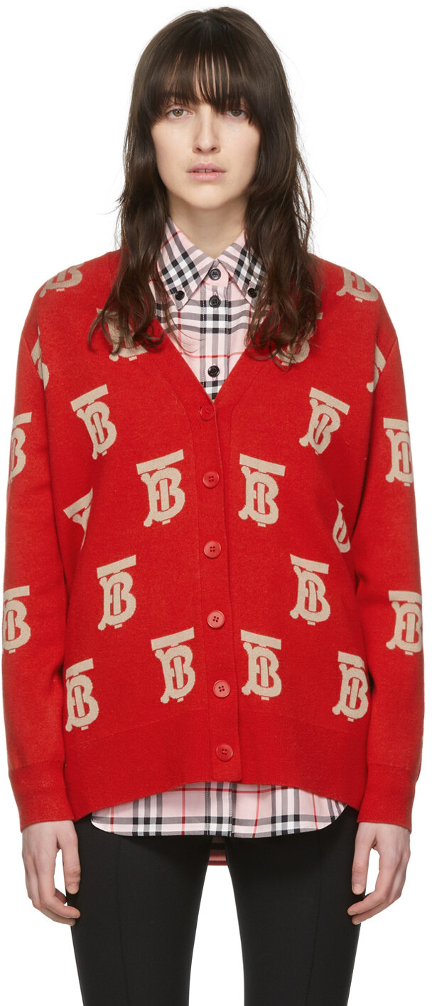

Красный кардиган с монограммой Burberry