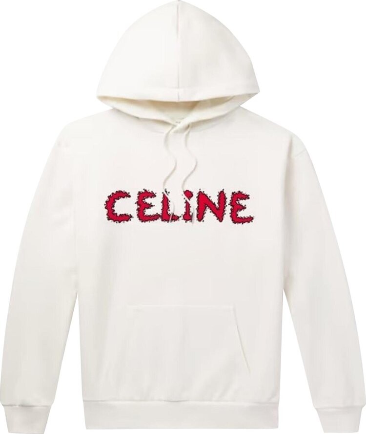 

Худи CELINE Rhinestone Wave Logo Hoodie 'Off White/Black/Red', черный