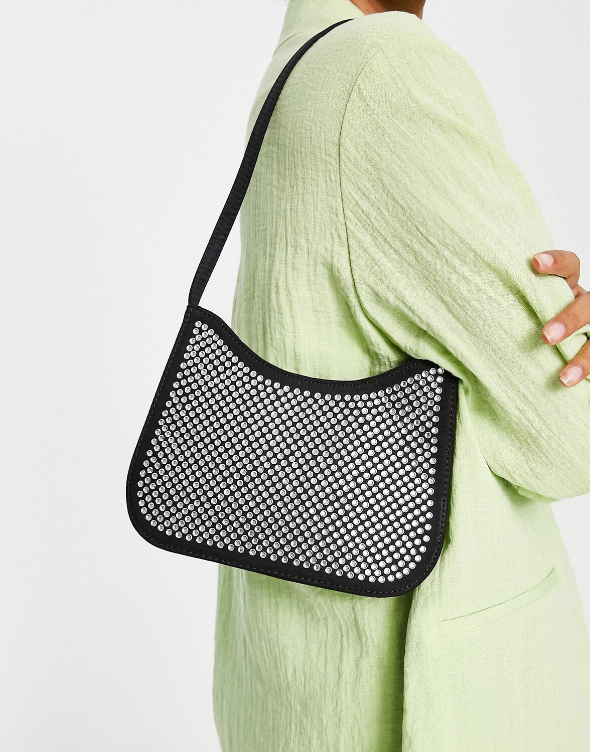 

Черная сумка через плечо со стразами ASOS DESIGN