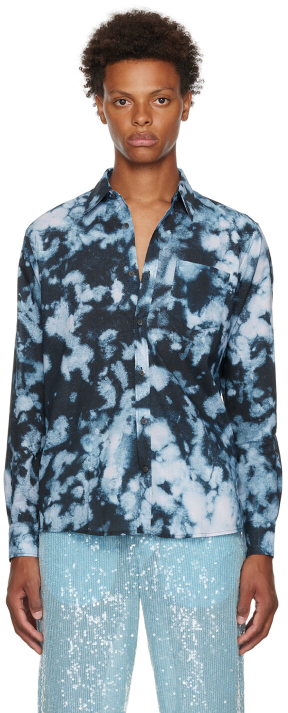 

Синяя рубашка корбино Dries Van Noten