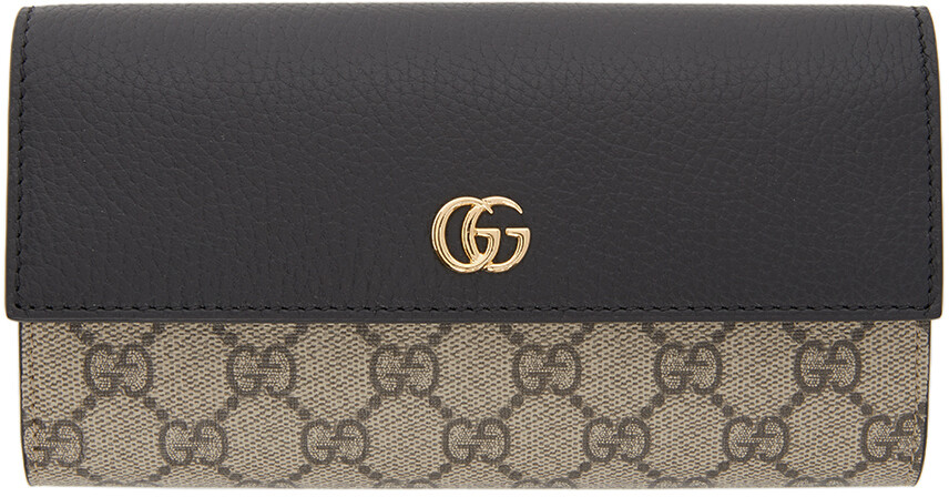 

Черно-бежевый маленький кошелек с клапаном GG Marmont Gucci