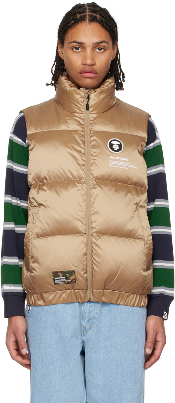 

Золотой пуховый жилет с принтом AAPE by A Bathing Ape, Желтый