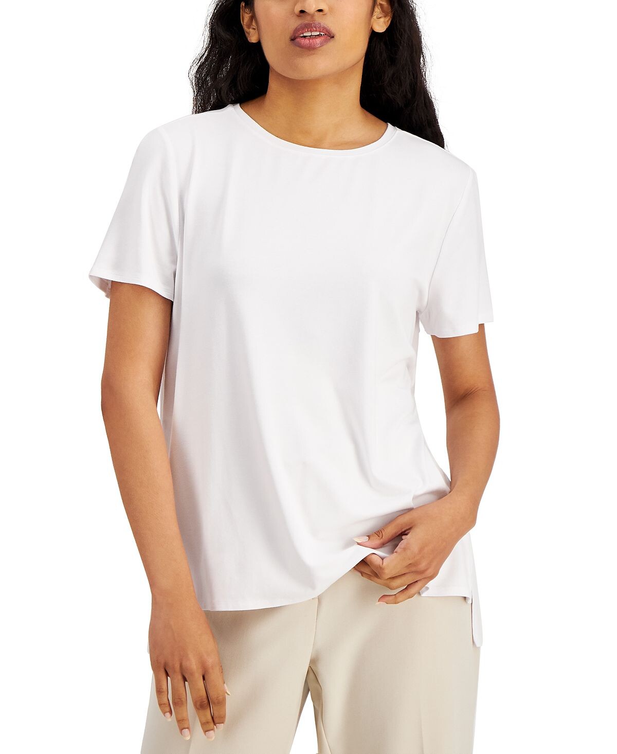 

Футболка petite step-hem, созданная для macy's Alfani, белый